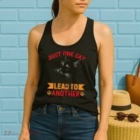 Just One Cat Lead To Another Cat Lover Cat Day Women's Tank Top thumb 2