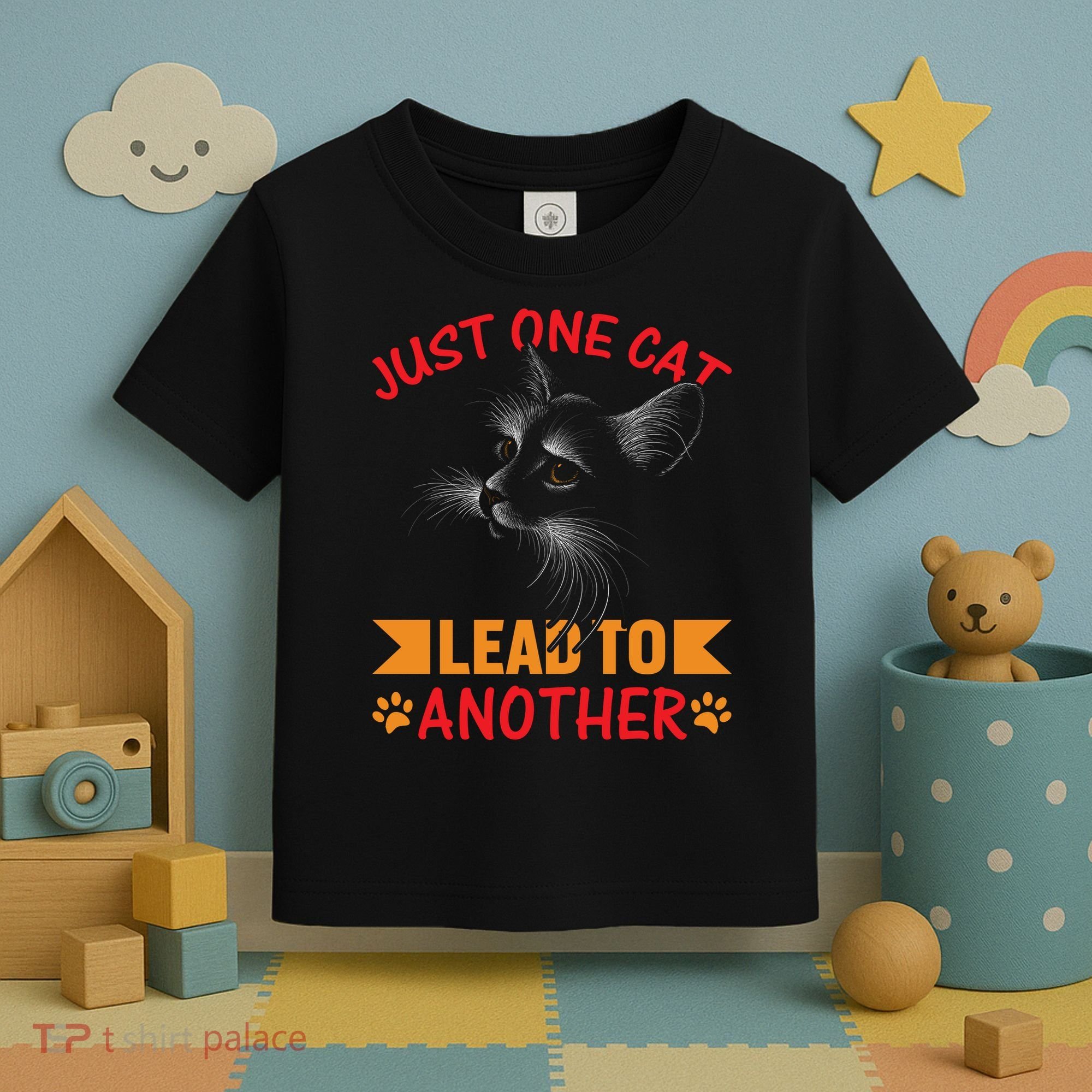 Just One Cat Lead To Another Cat Lover Cat Day Toddler T-Shirt