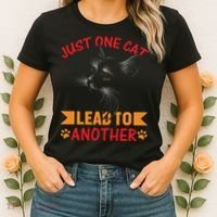 Just One Cat Lead To Another Cat Lover Cat Day Women's T-Shirt thumb 2