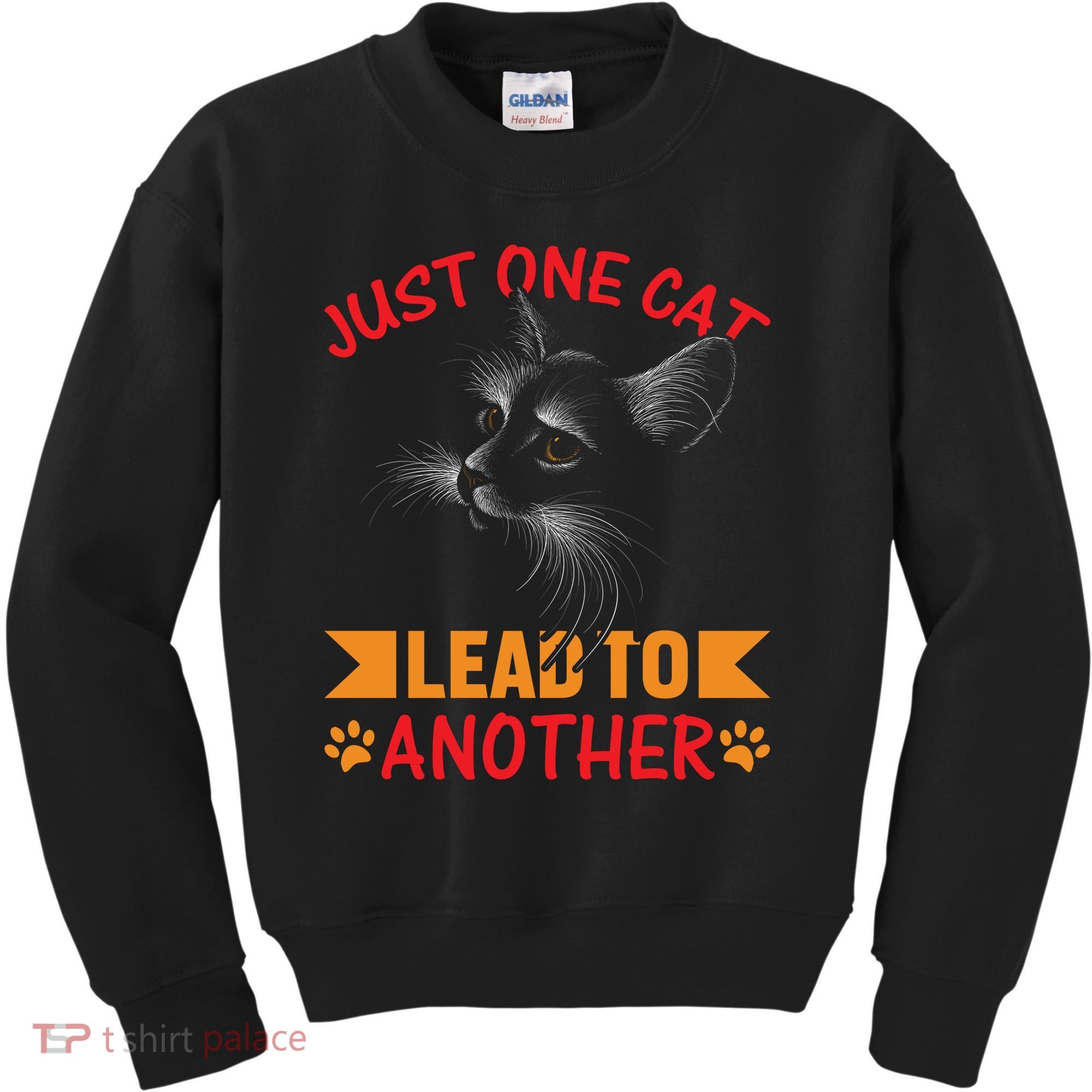 Just One Cat Lead To Another Cat Lover Cat Day Kids Sweatshirt