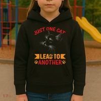 Just One Cat Lead To Another Cat Lover Cat Day Kids Hoodie thumb 3