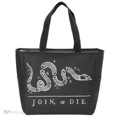 Join Or Die Snake Franklin Independence Gadsden 1776 Flag Tote Bag