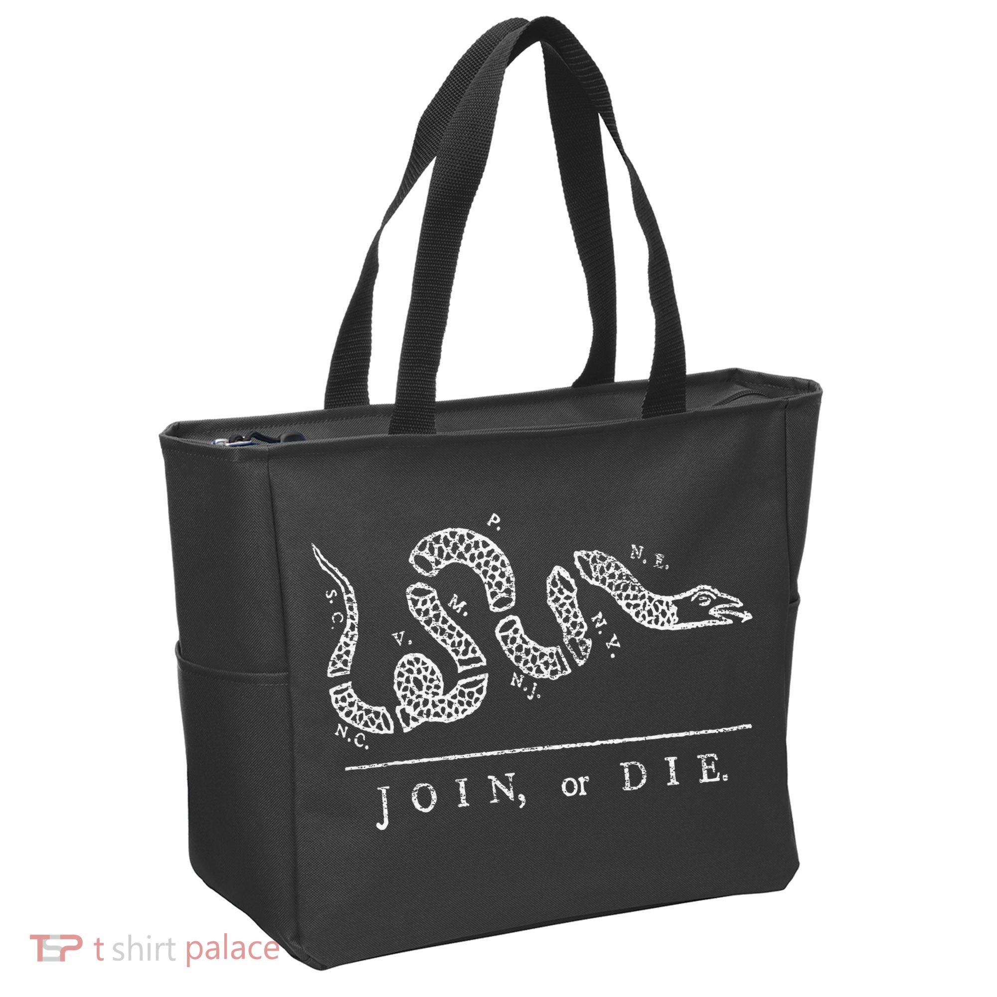 Join Or Die Snake Franklin Independence Gadsden 1776 Flag Tote Bag