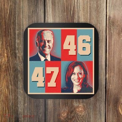 Joe Biden 46 Kamala Harris 47 Vintage Election Coaster