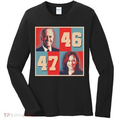 Joe Biden 46 Kamala Harris 47 Vintage Election Women's Long Sleeve Shirt
