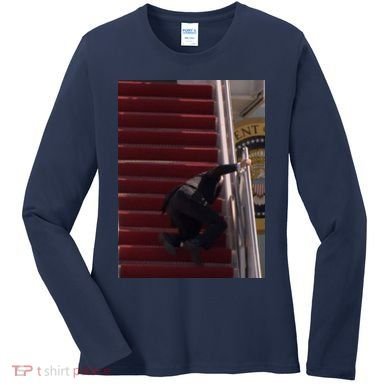 Joe Biden Big Fall Stumbling Women's Long Sleeve Shirt