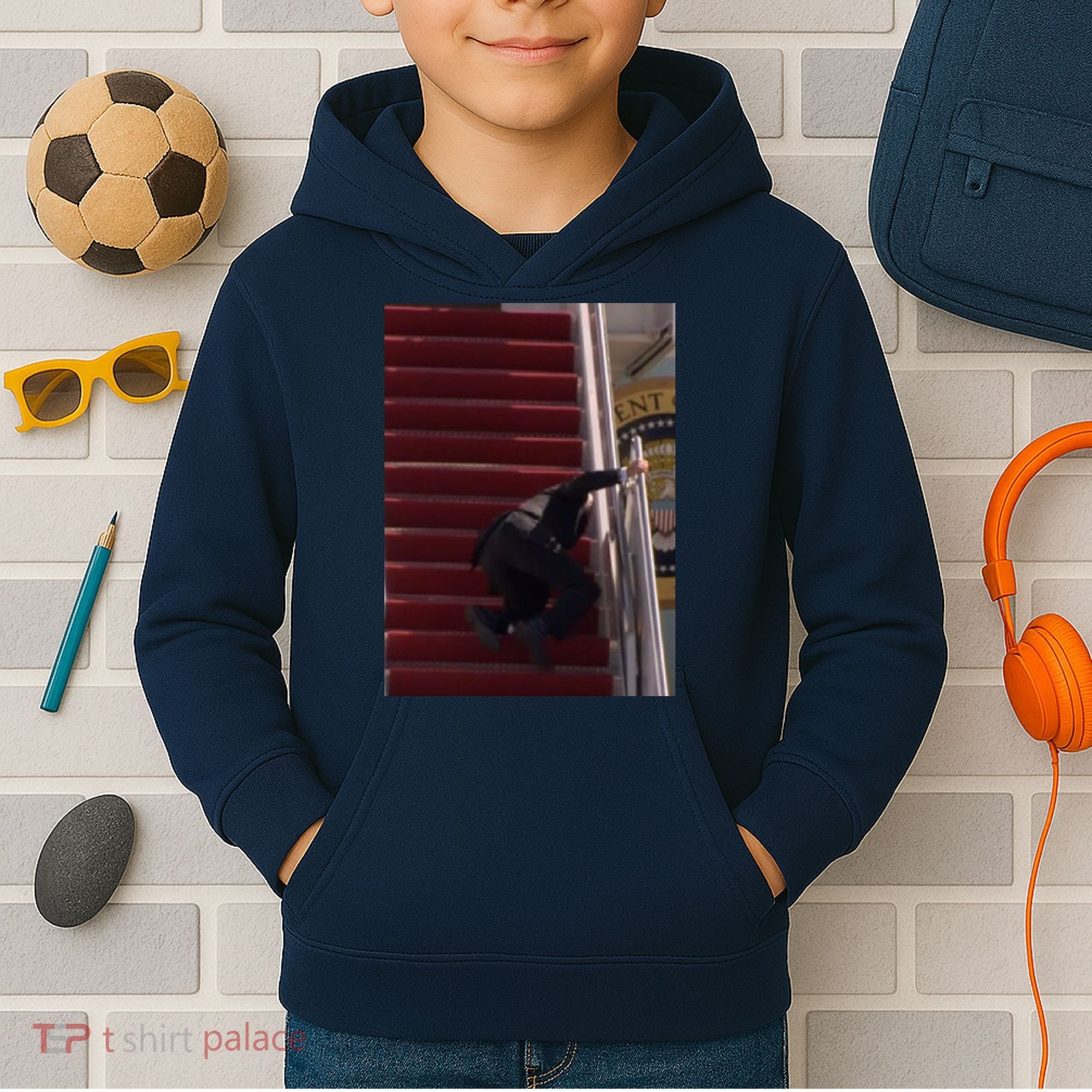 Joe Biden Big Fall Stumbling Kids Hoodie
