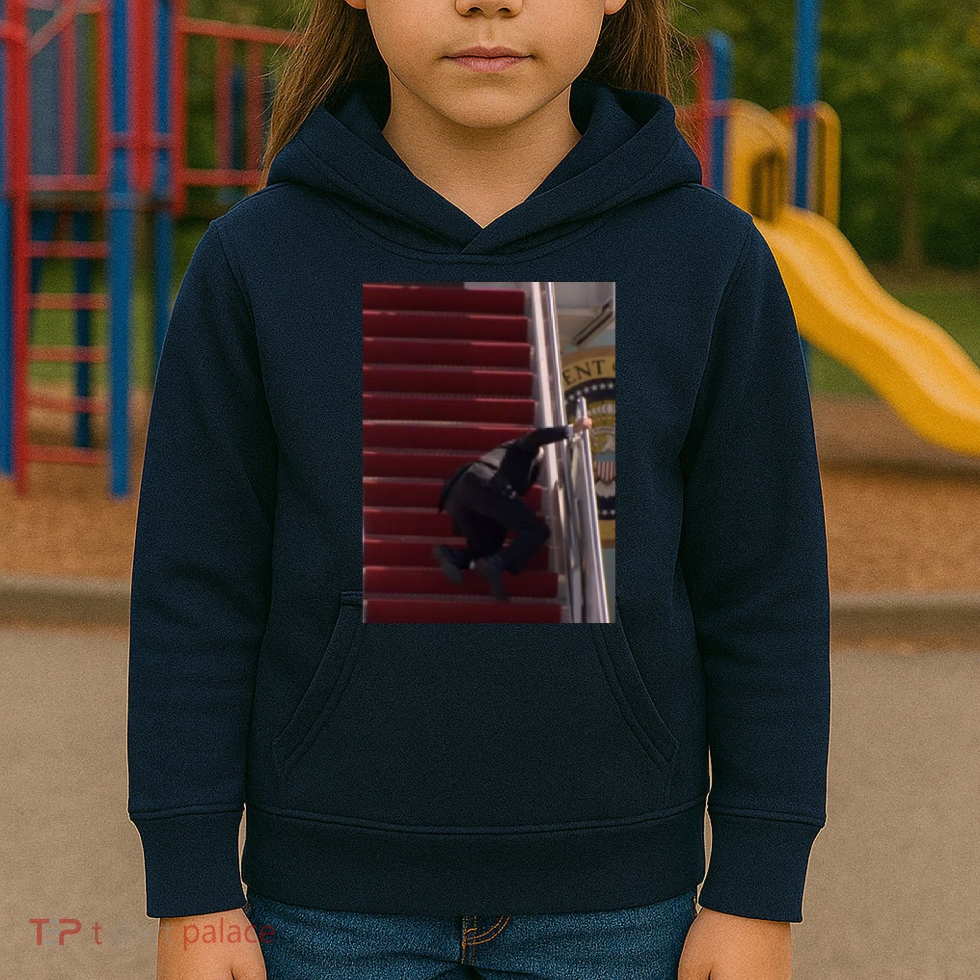 Joe Biden Big Fall Stumbling Kids Hoodie