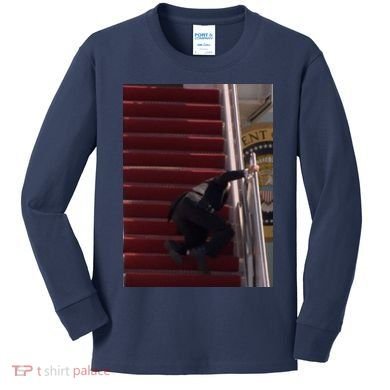 Joe Biden Big Fall Stumbling Kids Long Sleeve Shirt