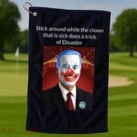 Joe Biden Clown Disaster Funny USA Golf Towel thumb 1