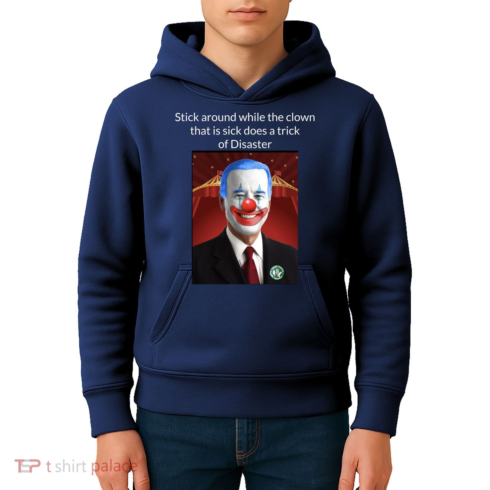 Joe Biden Clown Disaster Funny USA Kids Hoodie