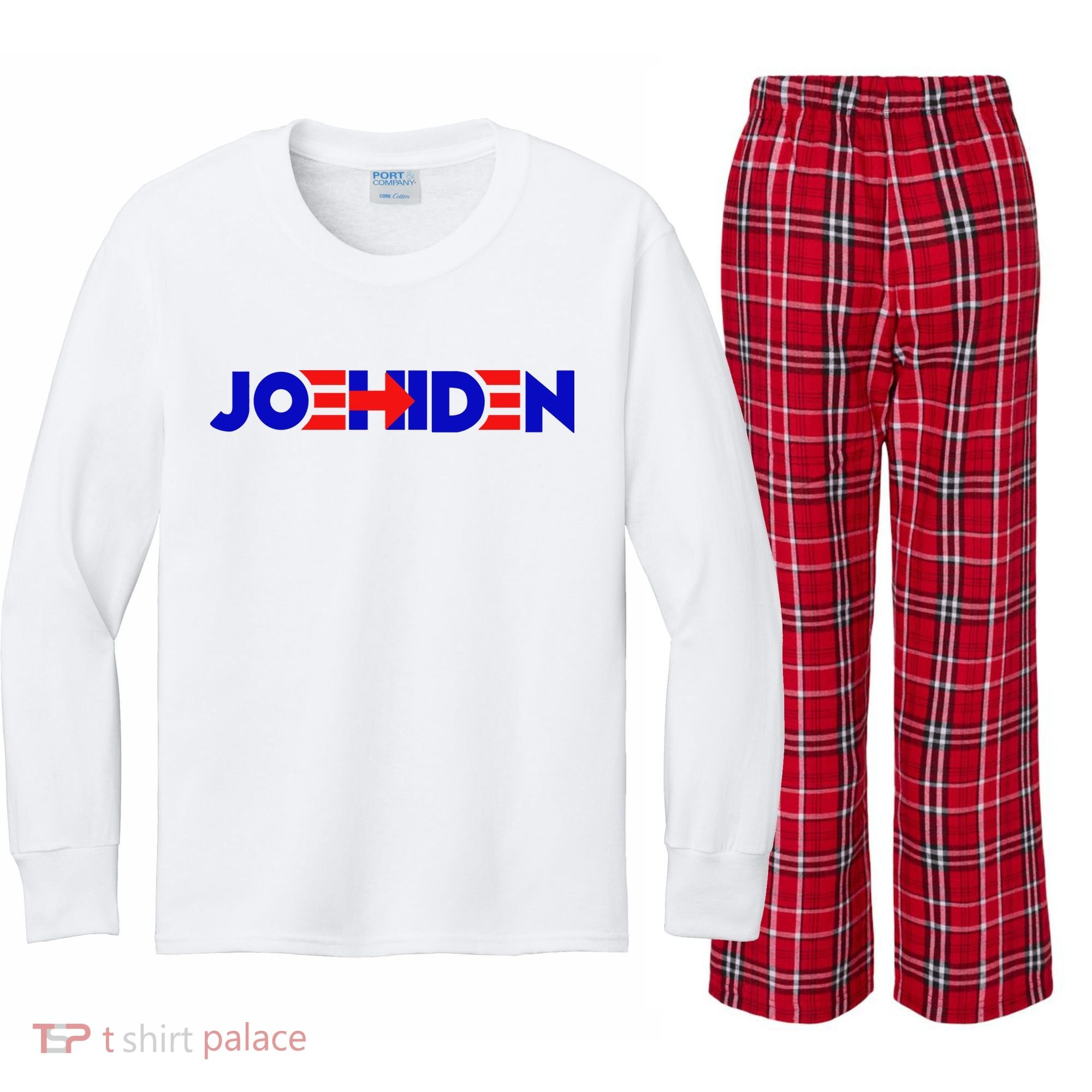 Joe Hiden Funny Anti Binden Kids Long Sleeve Plaid Pajama Set
