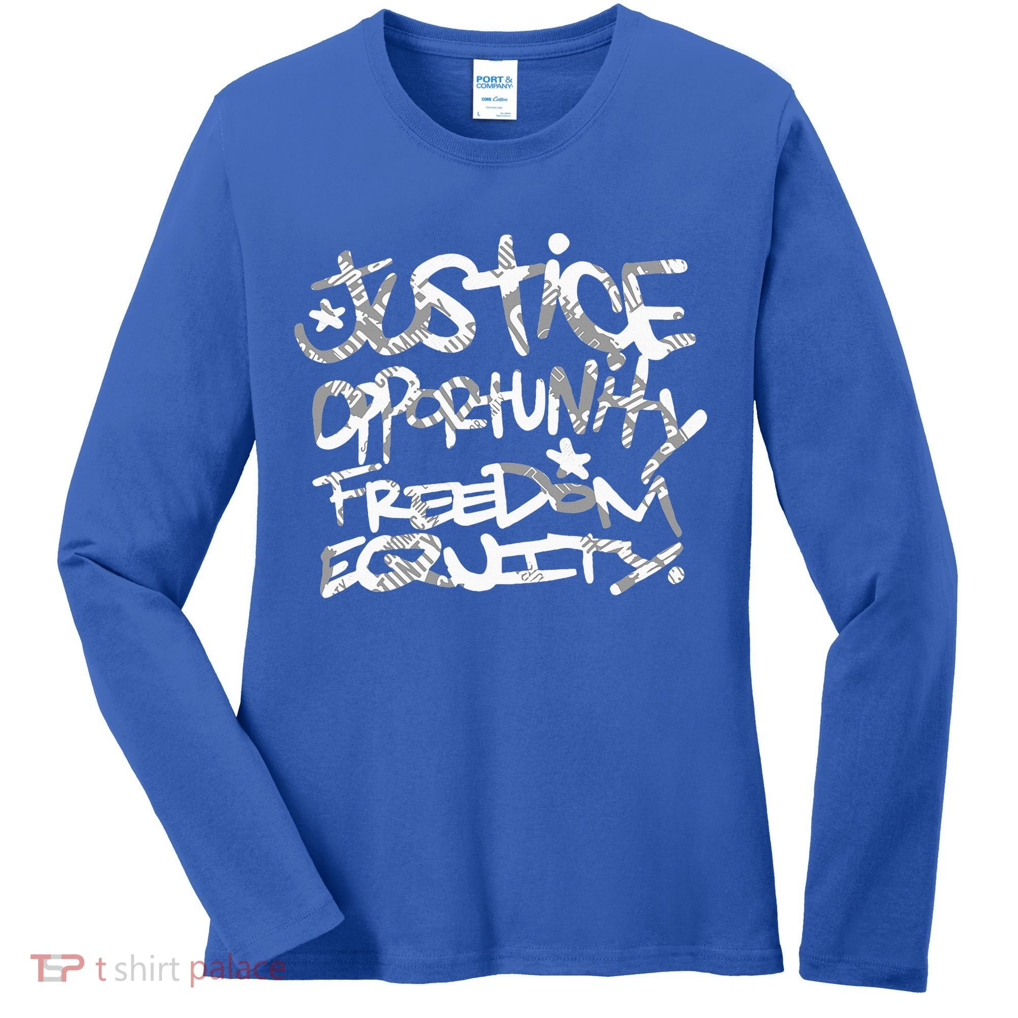 justice opportunity equity freedom  Women's Long Sleeve Shirt