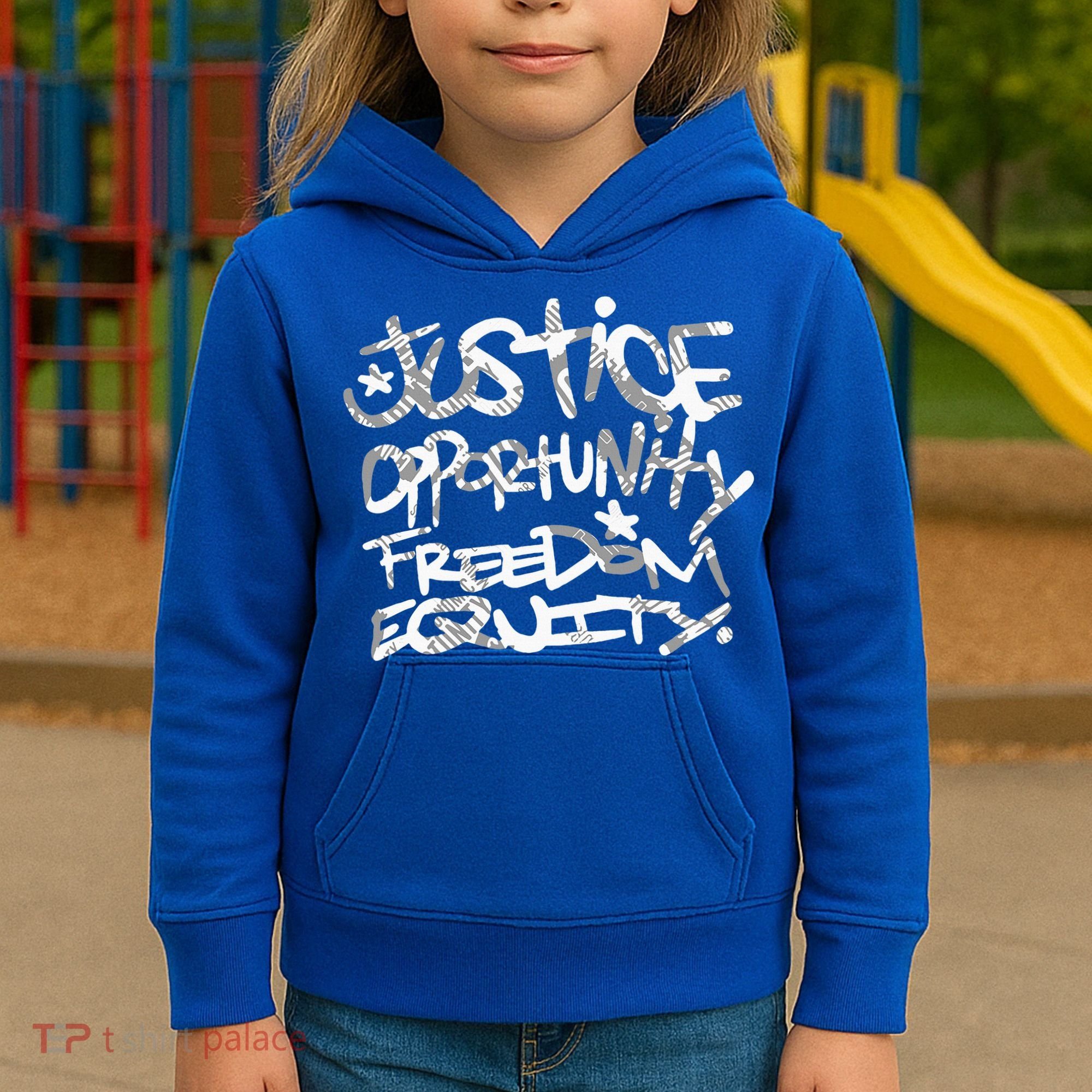 justice opportunity equity freedom  Kids Hoodie