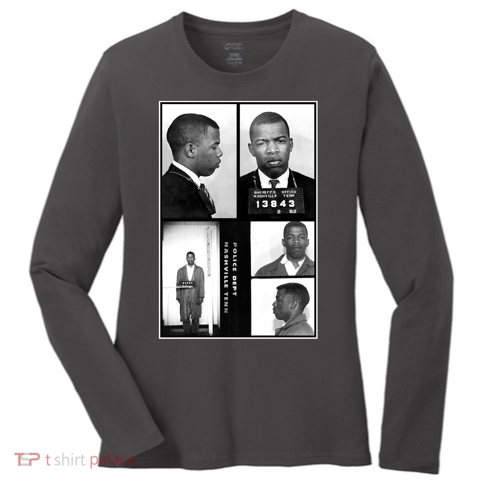 John Lewis Mug Shots Civil Rights Leader Women's Long Sleeve Shirt