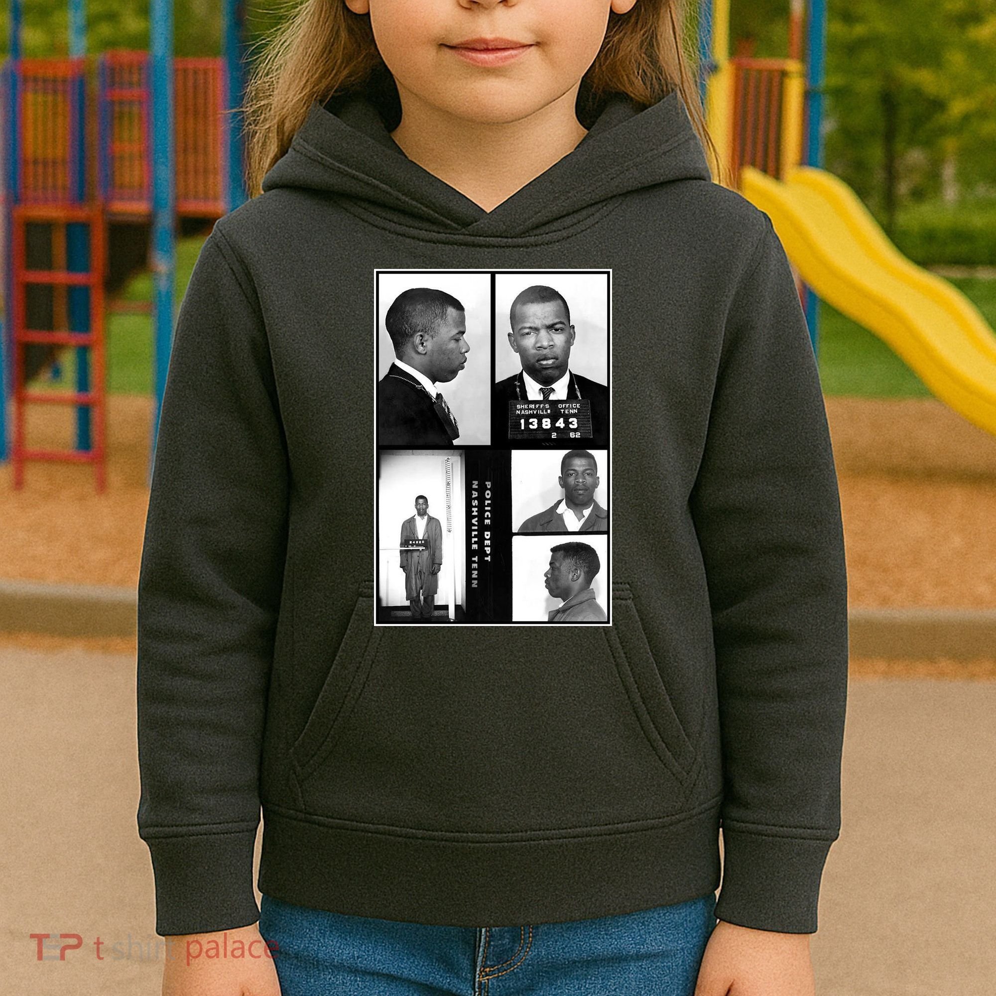 John Lewis Mug Shots Civil Rights Leader Kids Hoodie