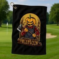Jack O Lantern Reaper Pumpkin Golf Towel thumb 1