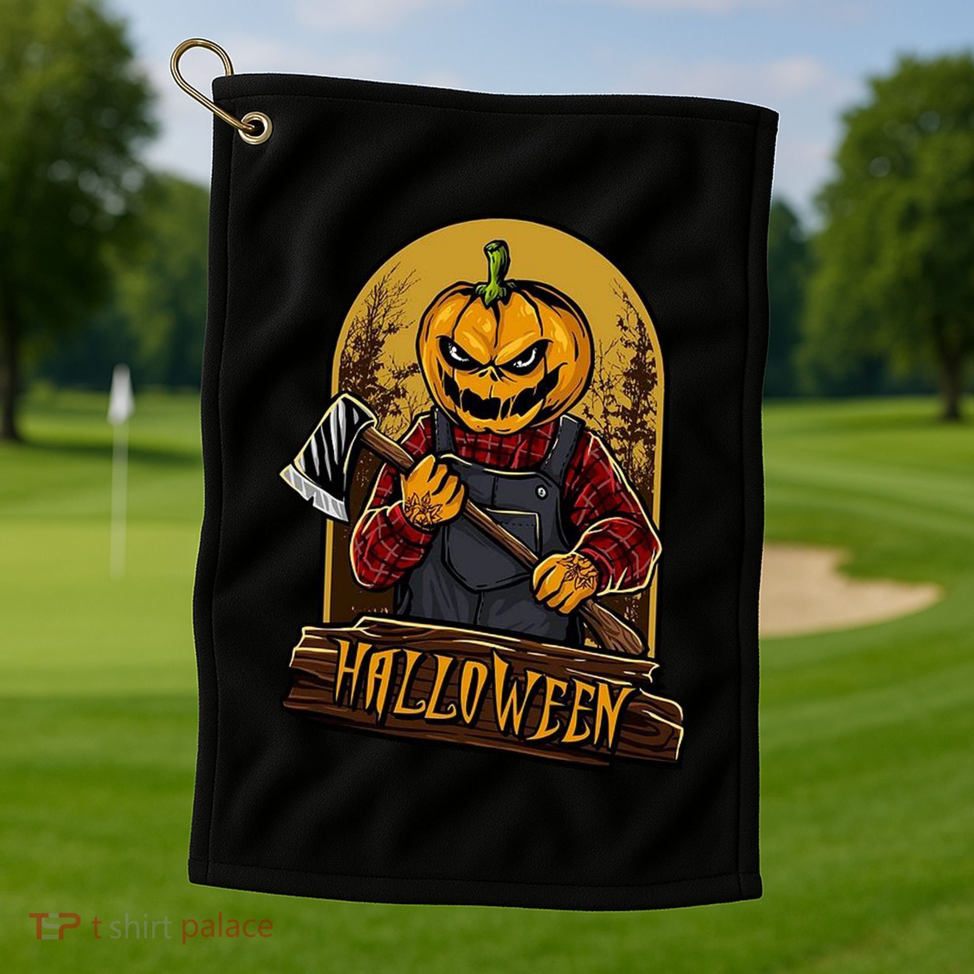 Jack O Lantern Reaper Pumpkin Golf Towel