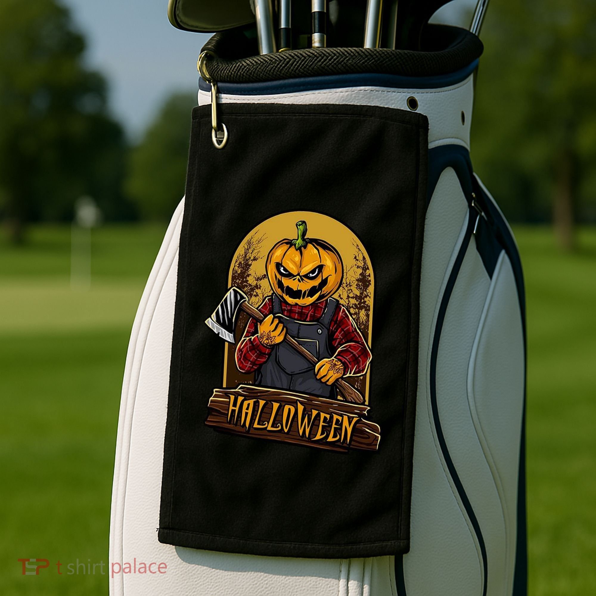 Jack O Lantern Reaper Pumpkin Golf Towel