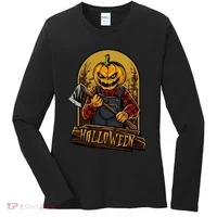 Jack O Lantern Reaper Pumpkin Women's Long Sleeve Shirt thumb 0