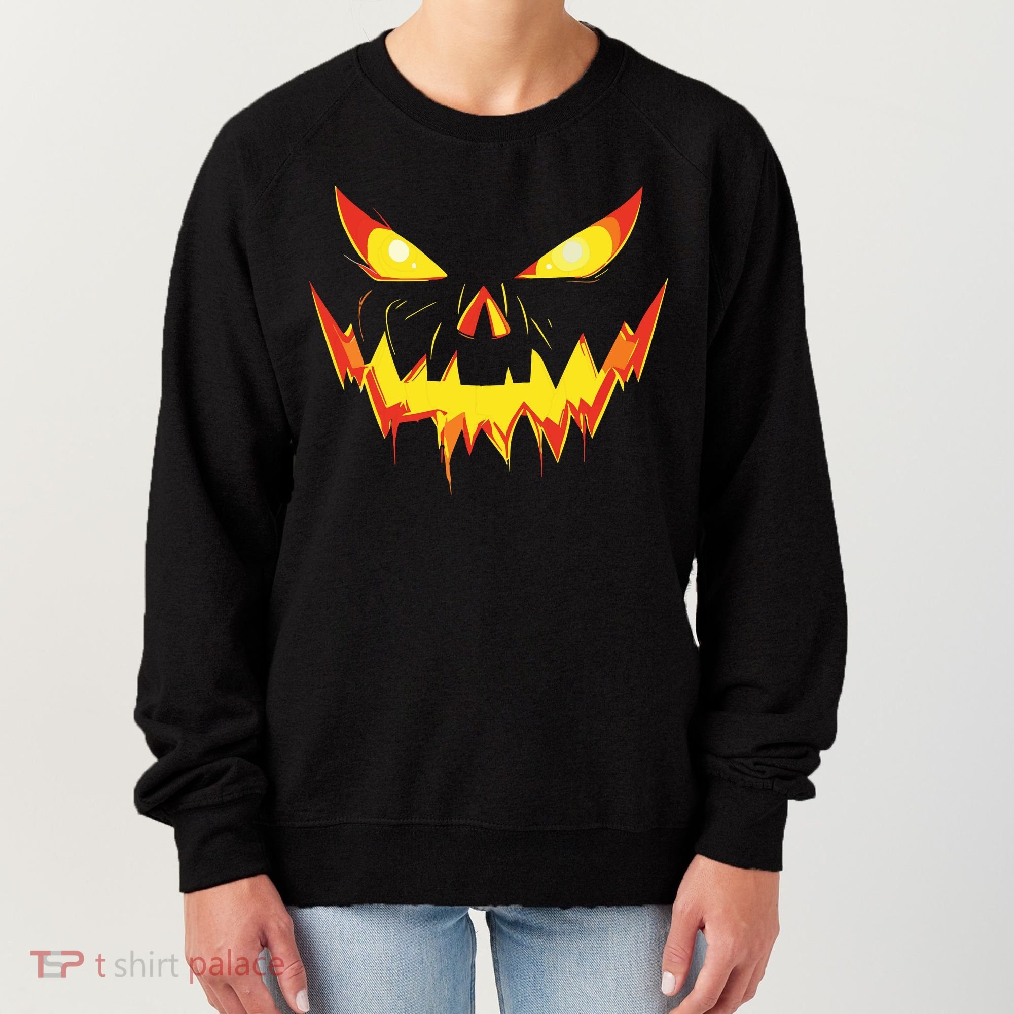 Jack O Lantern Face Pumpkin Scary Halloween Costume Funny Women's Sweatshirt