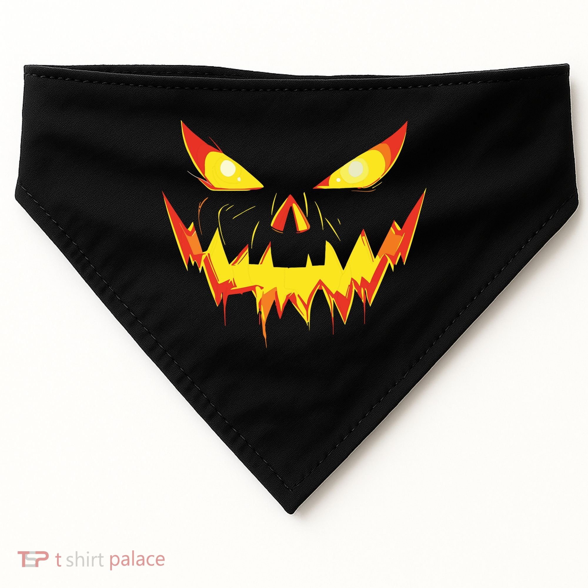 Jack O Lantern Face Pumpkin Scary Halloween Costume Funny USA-Made Doggie Bandana