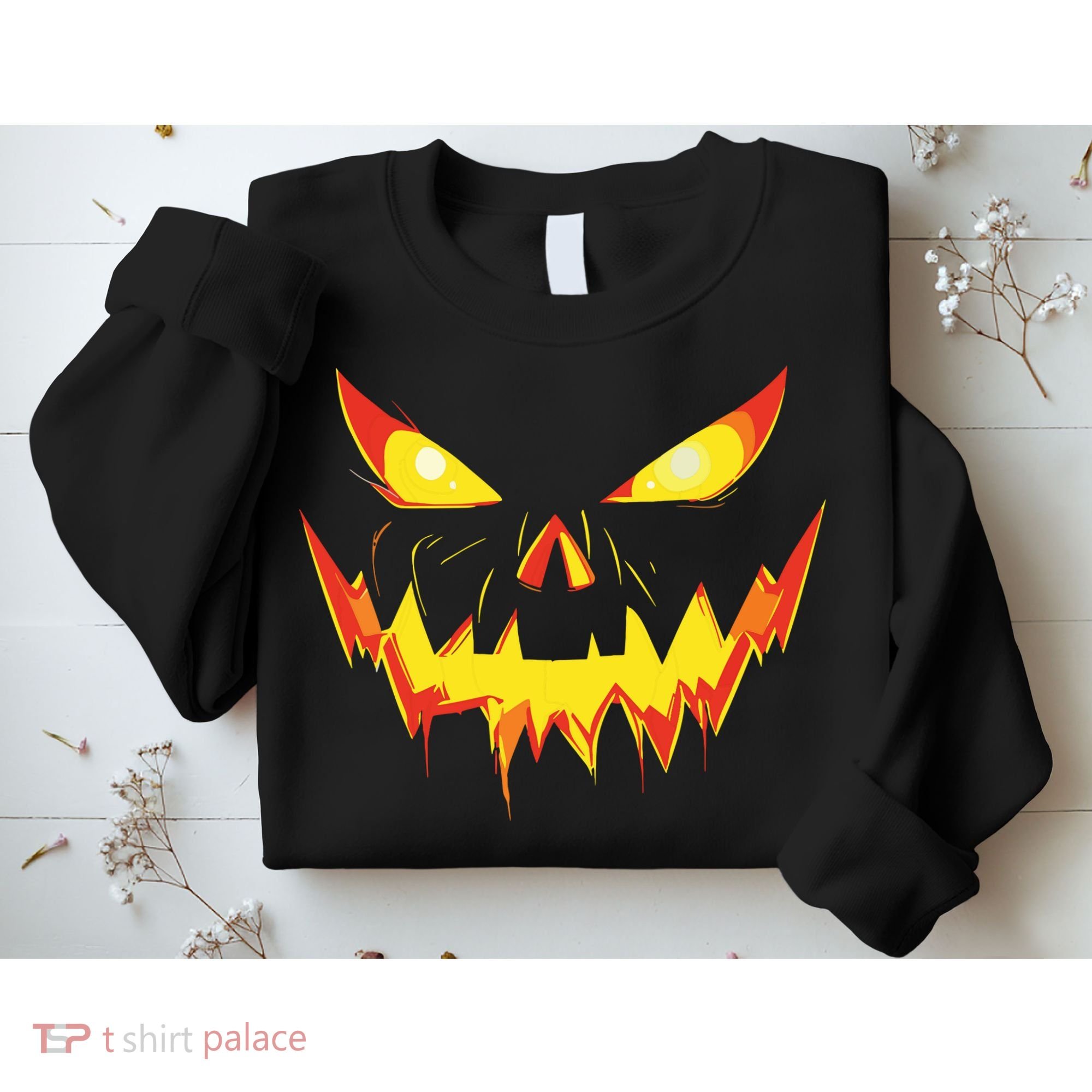 Jack O Lantern Face Pumpkin Scary Halloween Costume Funny Sweatshirt