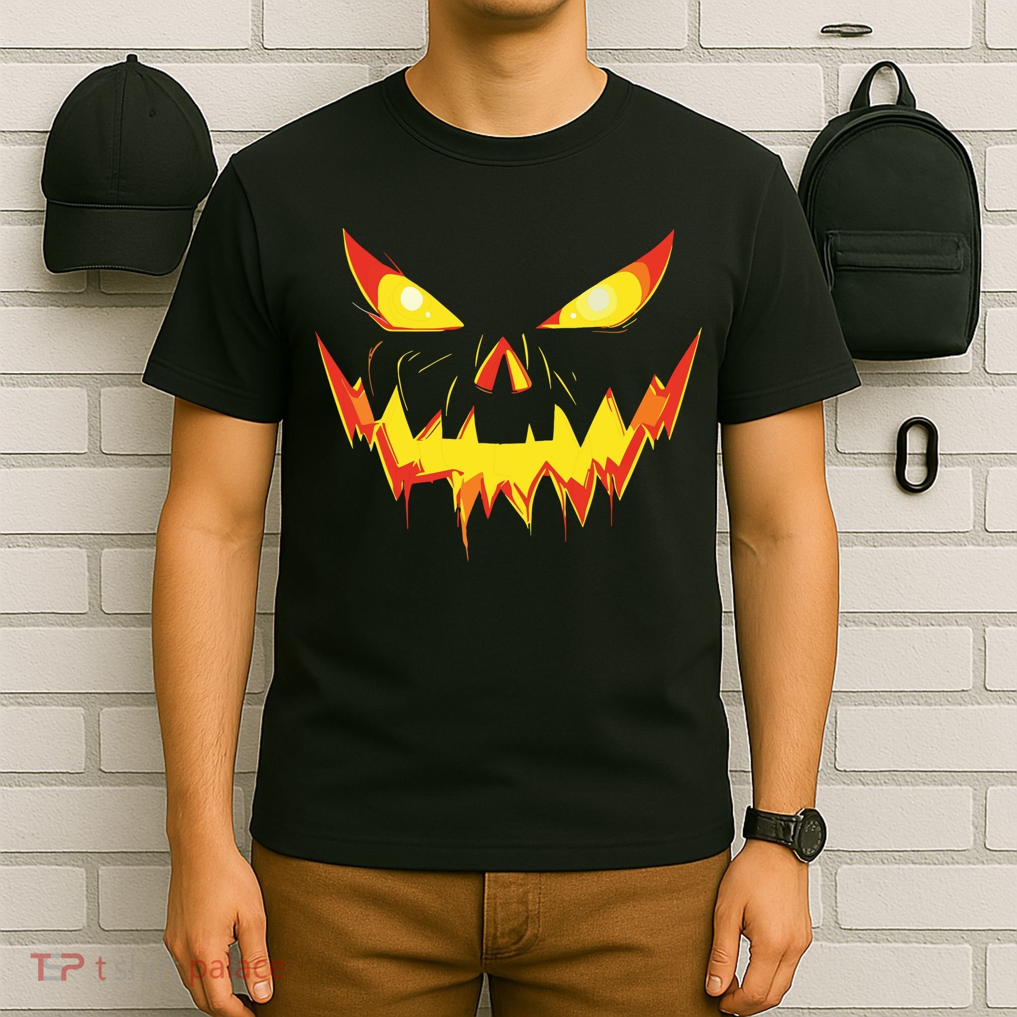 Jack O Lantern Face Pumpkin Scary Halloween Costume Funny T-Shirt