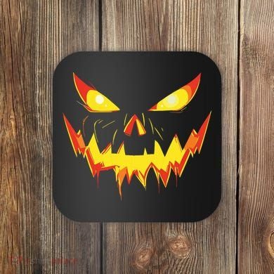 Jack O Lantern Face Pumpkin Scary Halloween Costume Funny Coaster