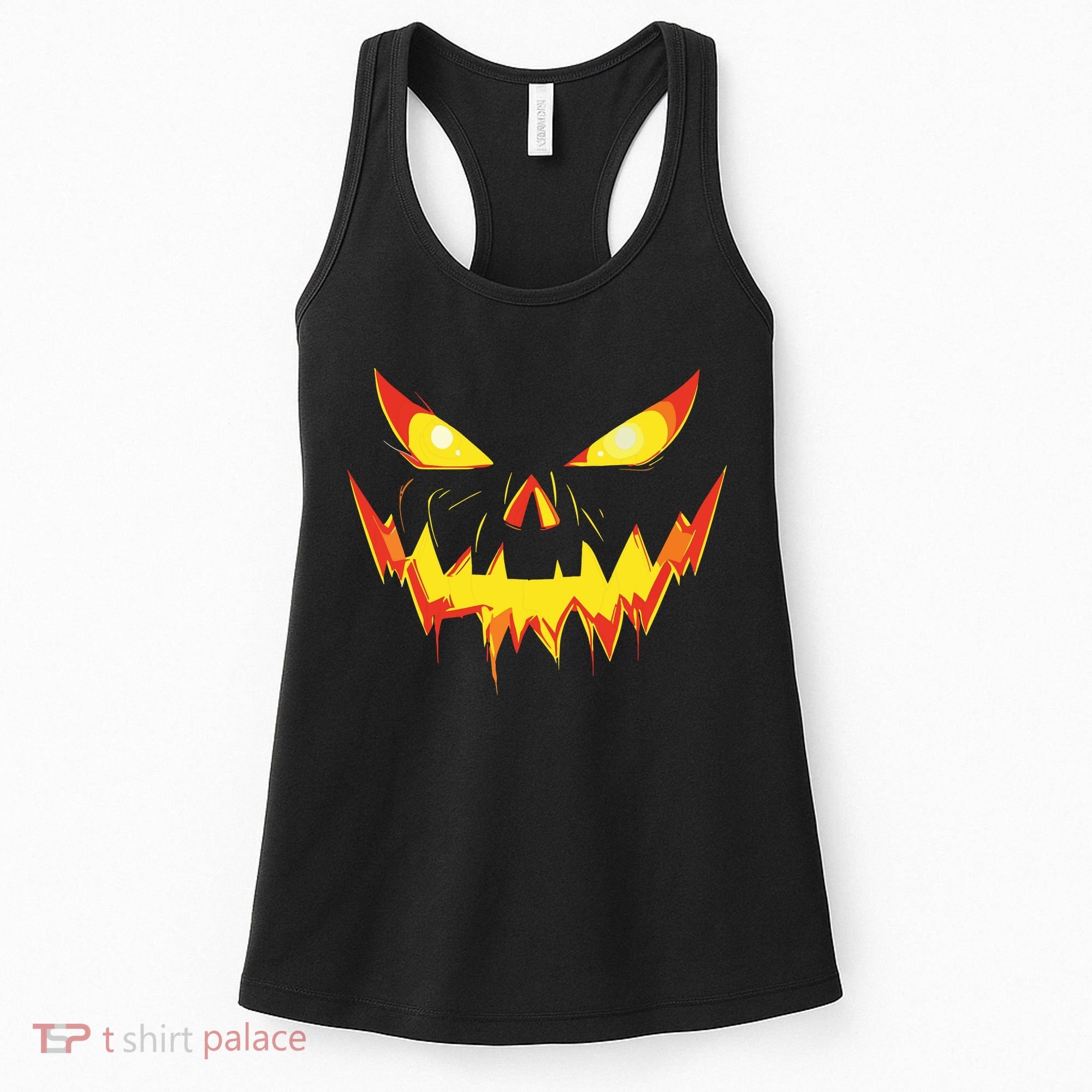 Jack O Lantern Face Pumpkin Scary Halloween Costume Funny Women's Tank Top