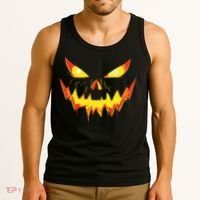 Jack O Lantern Face Pumpkin Scary Halloween Costume Funny Tank Top thumb 3