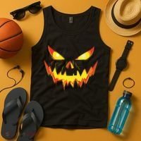 Jack O Lantern Face Pumpkin Scary Halloween Costume Funny Tank Top thumb 4