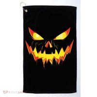 Jack O Lantern Face Pumpkin Scary Halloween Costume Funny Golf Towel thumb 0