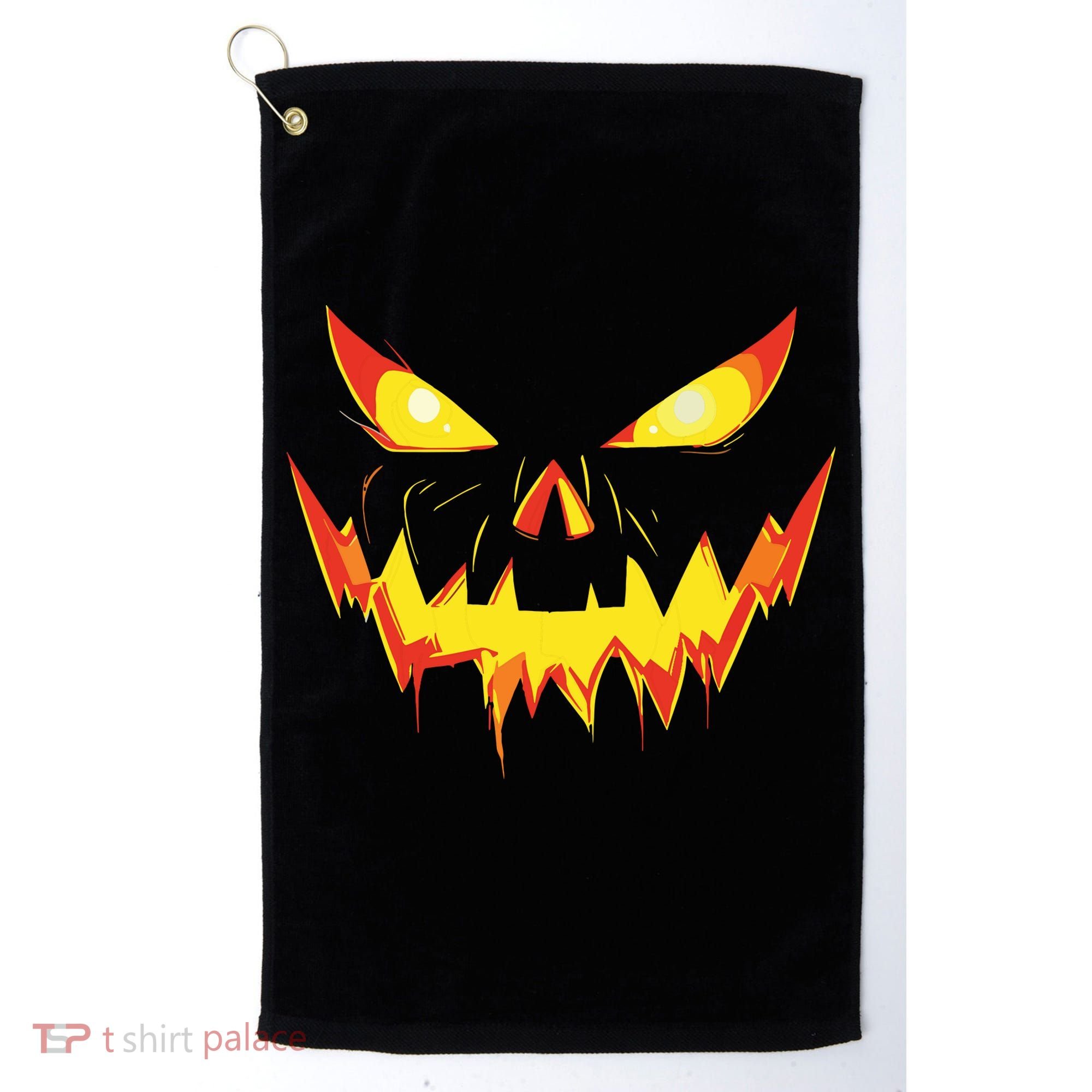 Jack O Lantern Face Pumpkin Scary Halloween Costume Funny Golf Towel