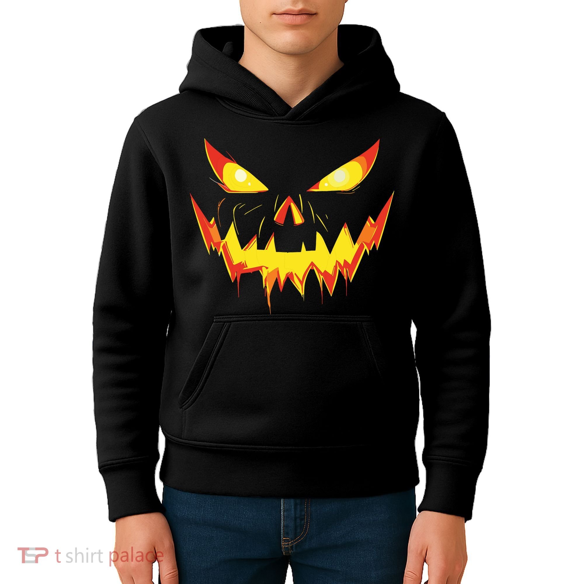 Jack O Lantern Face Pumpkin Scary Halloween Costume Funny Kids Hoodie