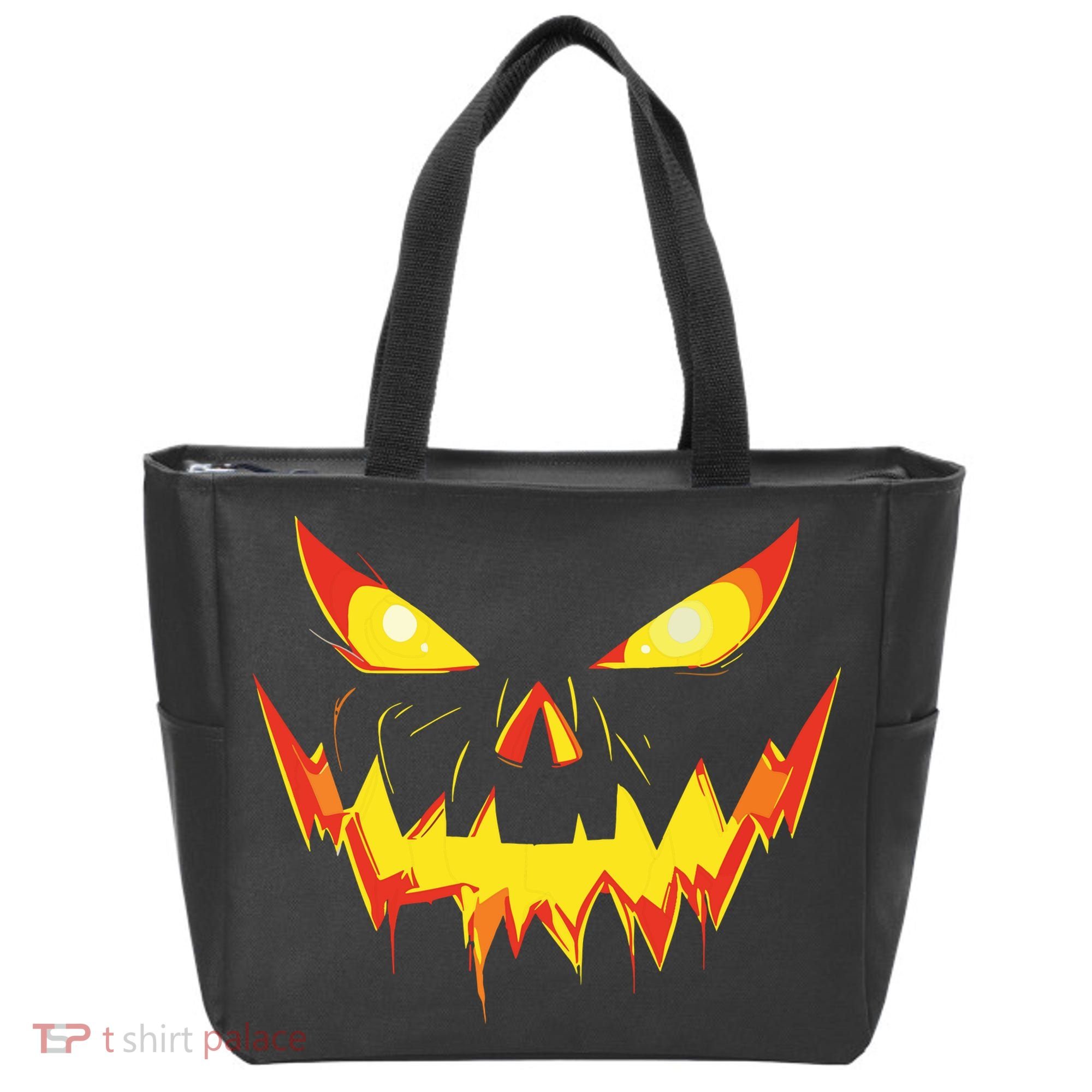 Jack O Lantern Face Pumpkin Scary Halloween Costume Funny Tote Bag