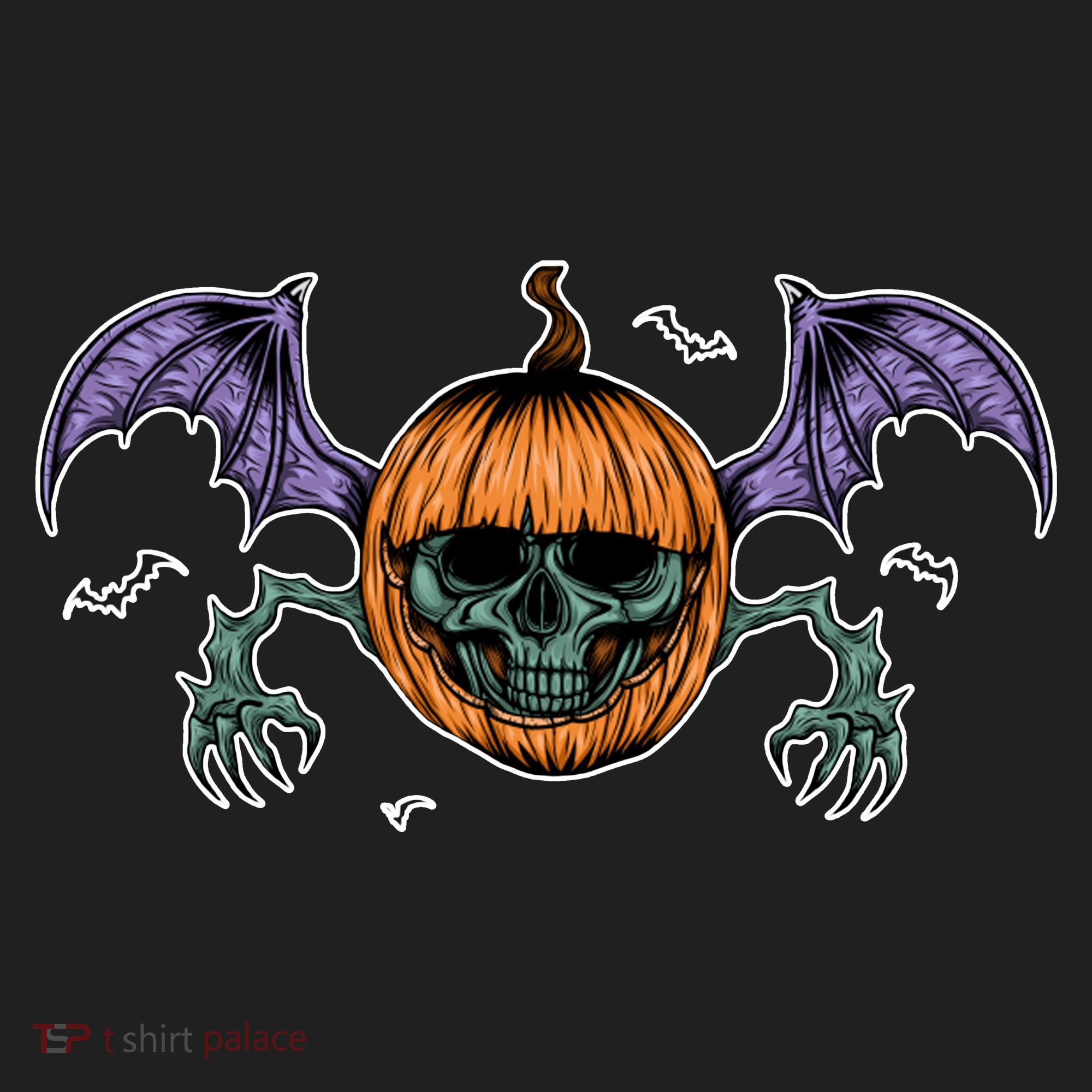 Jack O Lantern Creepy Skull Bat Halloween Women's Sweatshirt
