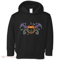 Jack O Lantern Creepy Skull Bat Halloween Toddler Hoodie thumb 0
