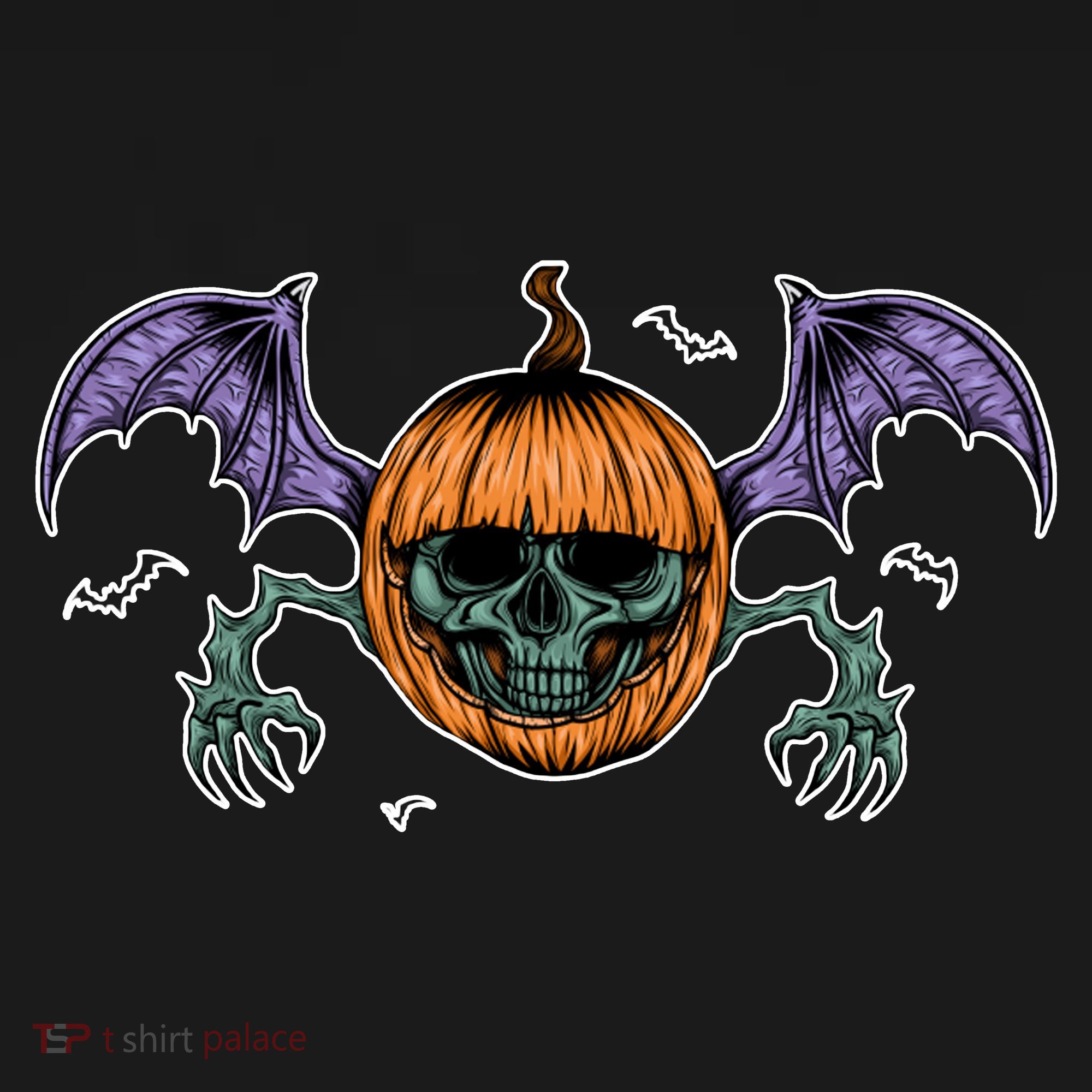 Jack O Lantern Creepy Skull Bat Halloween Toddler Hoodie