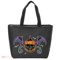 Jack O Lantern Creepy Skull Bat Halloween Tote Bag thumb 0