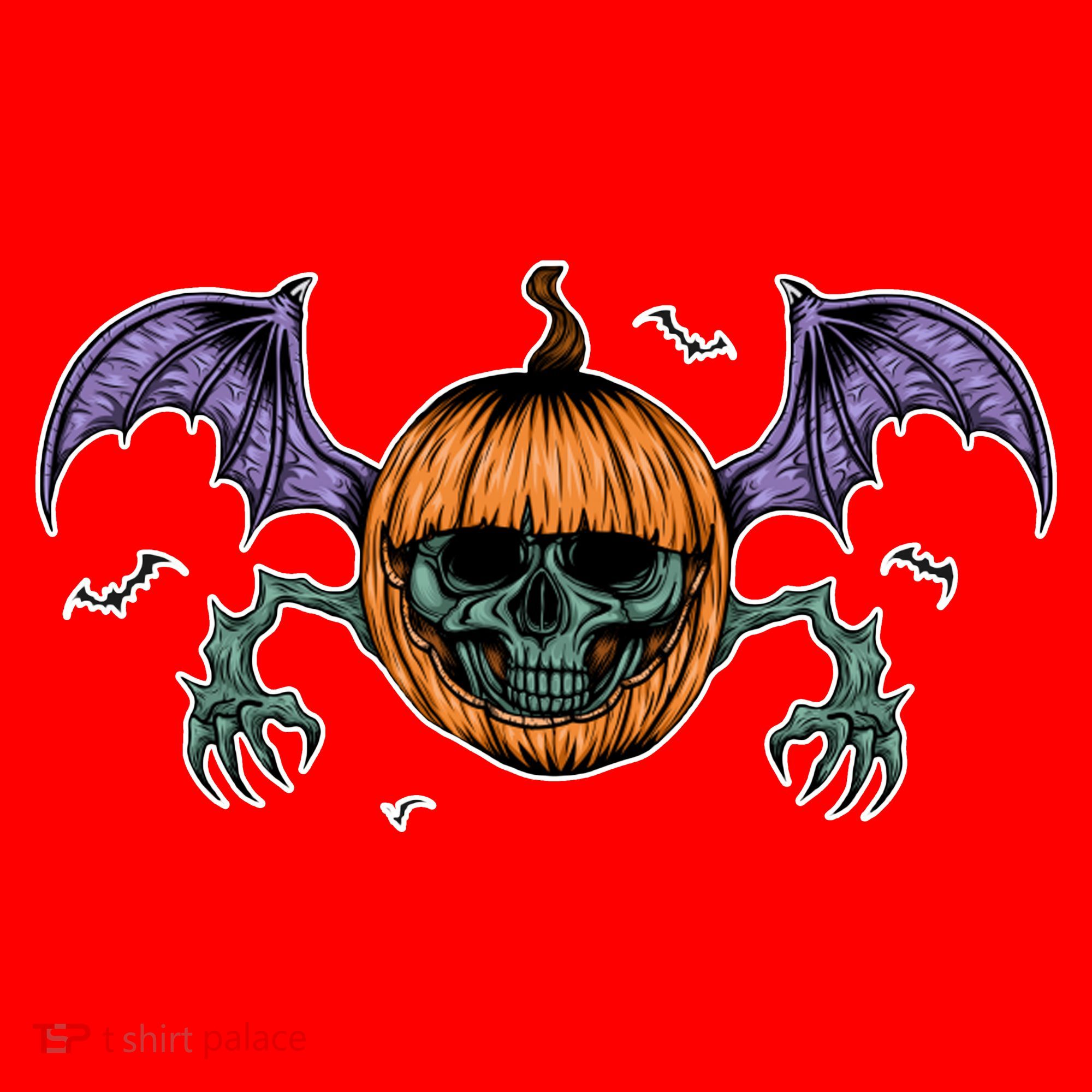 Jack O Lantern Creepy Skull Bat Halloween Santa Hat