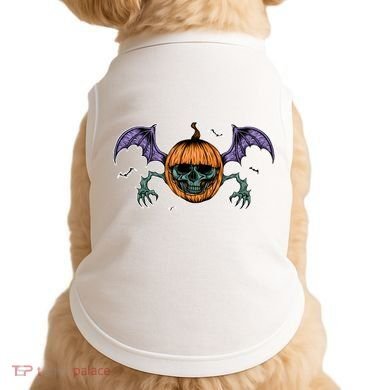 Jack O Lantern Creepy Skull Bat Halloween Doggie Tank