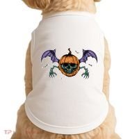 Jack O Lantern Creepy Skull Bat Halloween Doggie Tank thumb 0