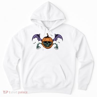 Jack O Lantern Creepy Skull Bat Halloween Hoodie