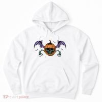 Jack O Lantern Creepy Skull Bat Halloween Hoodie thumb 0