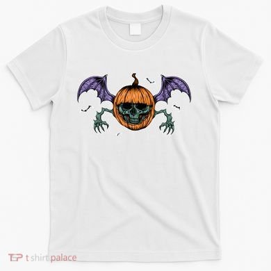 Jack O Lantern Creepy Skull Bat Halloween T-Shirt