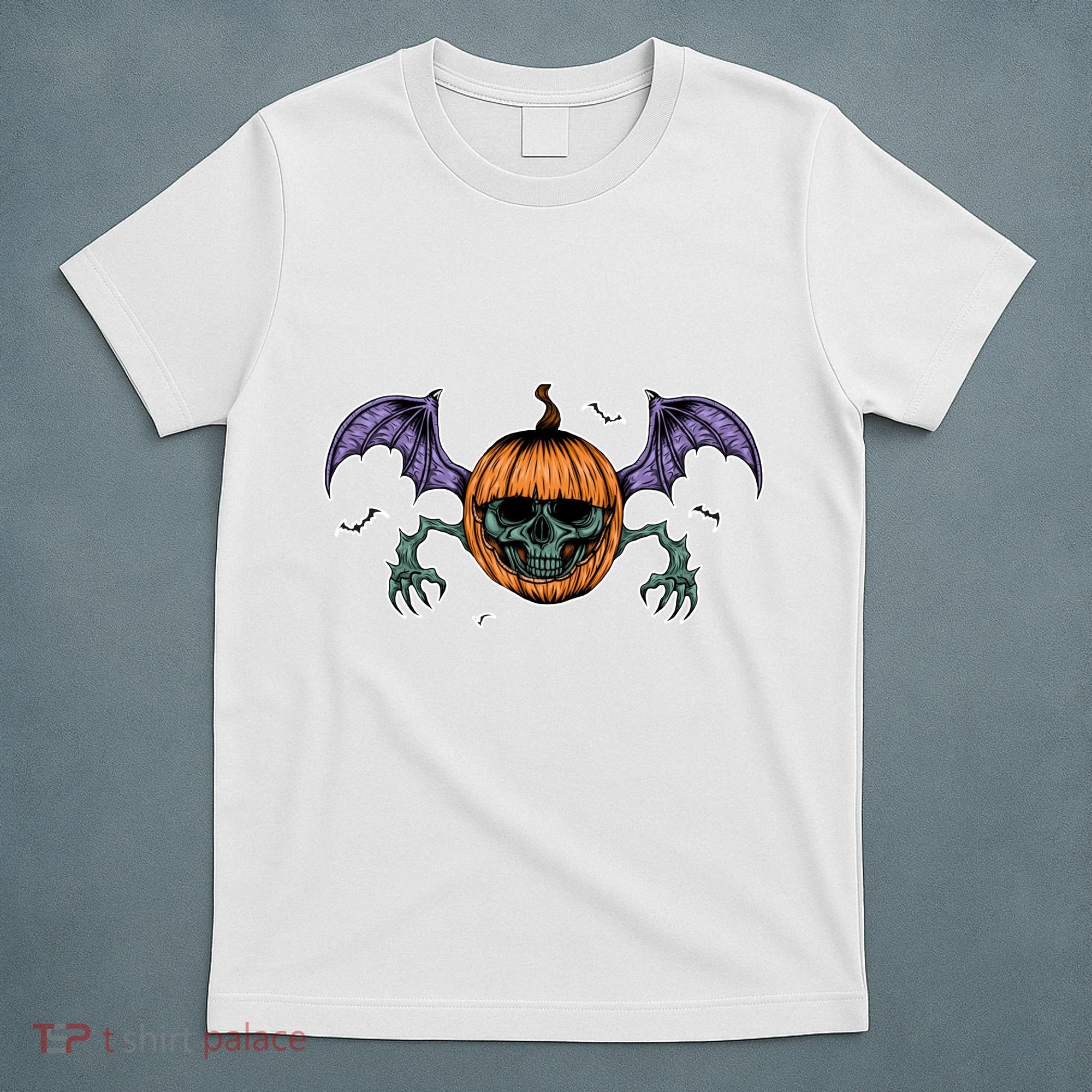 Jack O Lantern Creepy Skull Bat Halloween T-Shirt