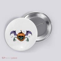 Jack O Lantern Creepy Skull Bat Halloween Button thumb 0