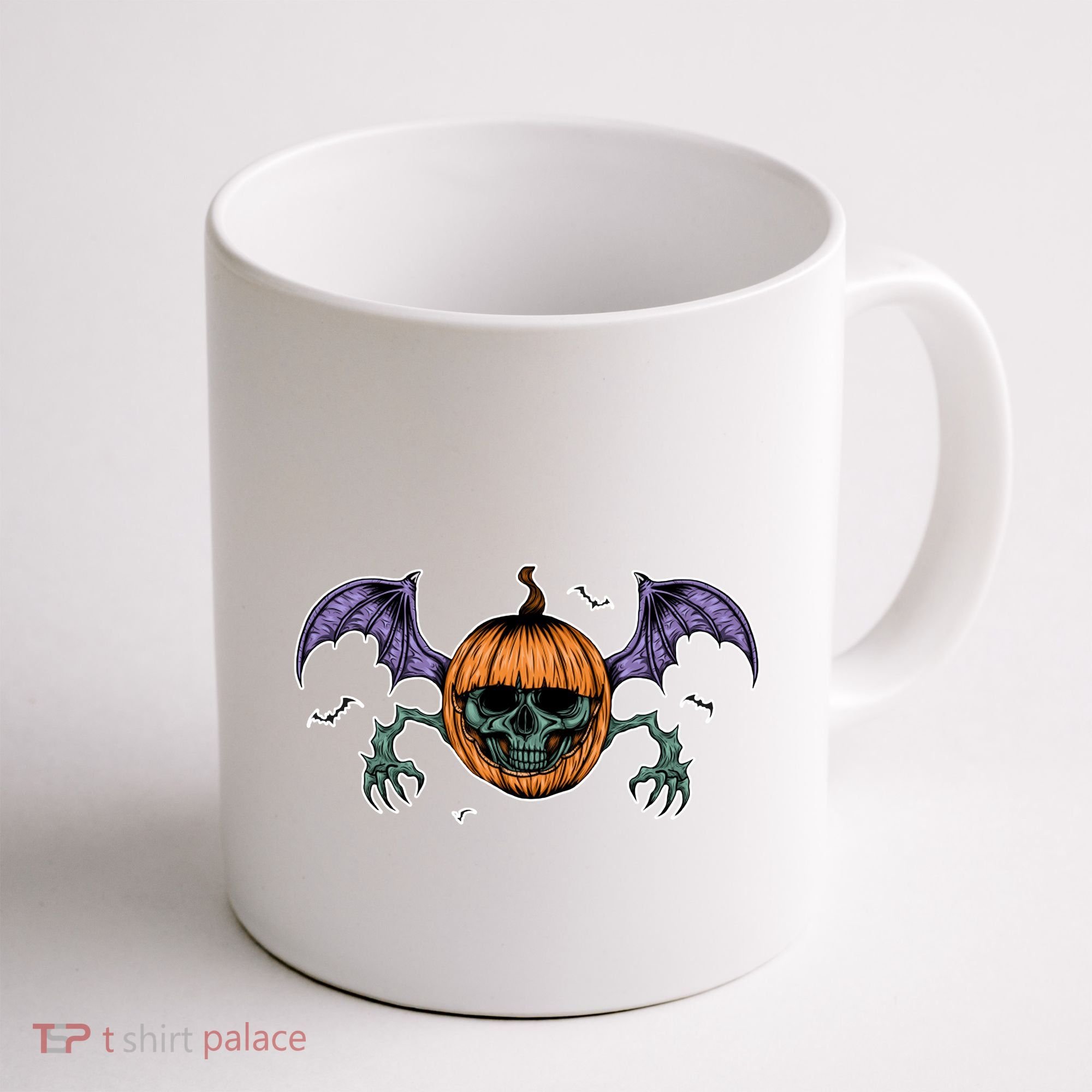 Jack O Lantern Creepy Skull Bat Halloween Coffee Mug