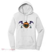 Jack O Lantern Creepy Skull Bat Halloween Women's Hoodie thumb 0